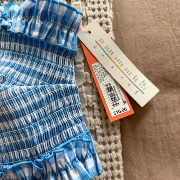 NEW Colsie Blue and White Plaid Bralette Top Size XL - Picture 2 of 6